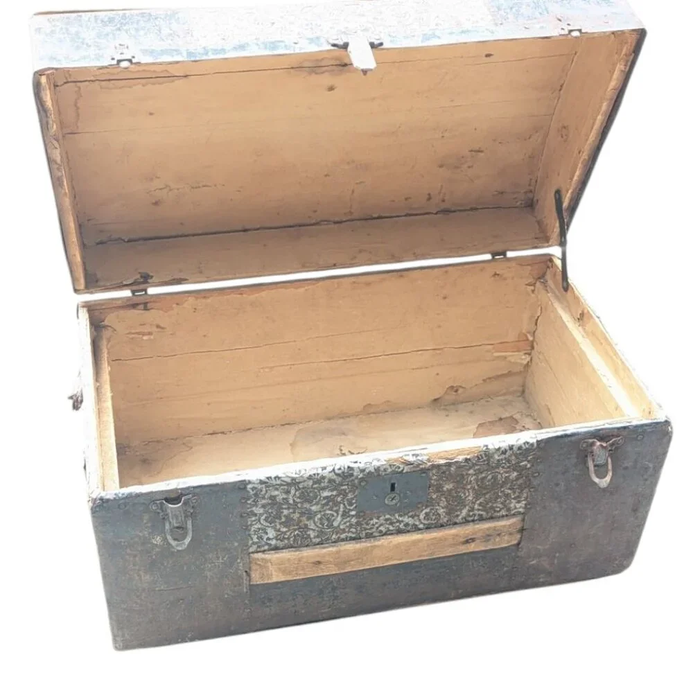 Antique Late 1800s Camelback Steamer Trunk